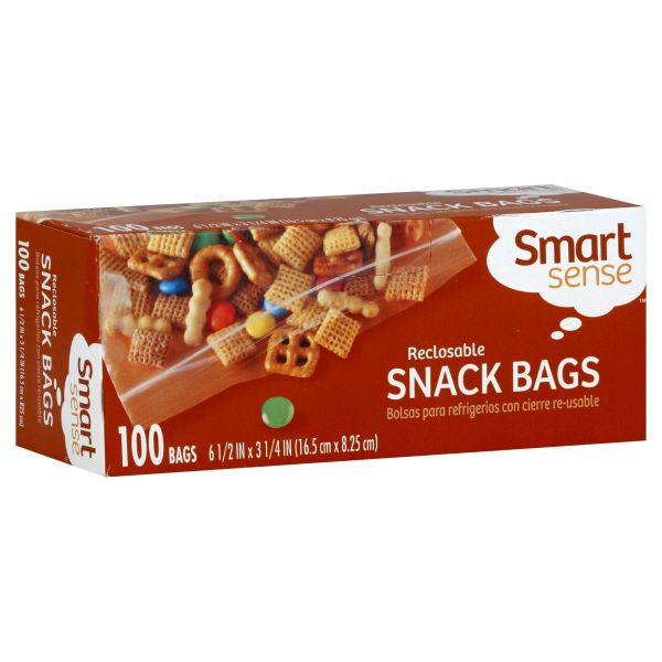 Smart Sense Snack Bags, Reclosable, 100 bags at Kmart.com