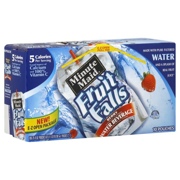 Minute Maid Fruit Falls Water Beverage, Berry, 10-6.75 fl oz (200 ml) pouches [67.5 fl oz (2 lt)]