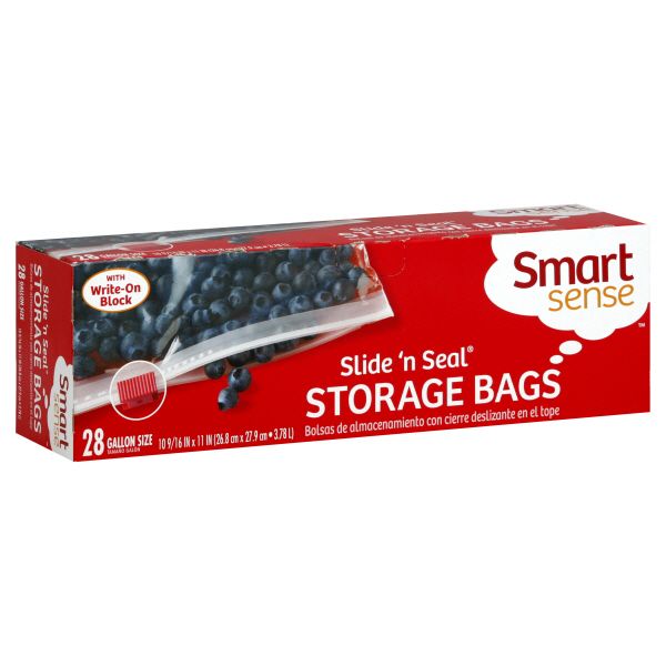 Smart Sense Storage Bags, Slide 'n Seal, Gallon Size, 28 bags at Kmart.com