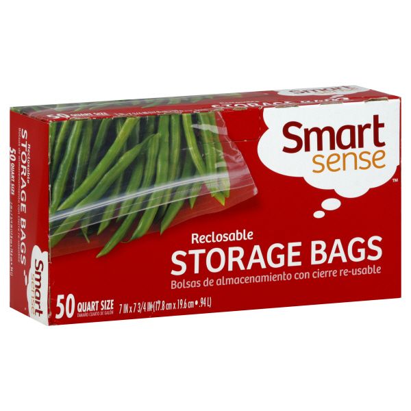  Storage Bags on Smart Sense Storage Bags  Reclosable  Quart Size  50 Bags