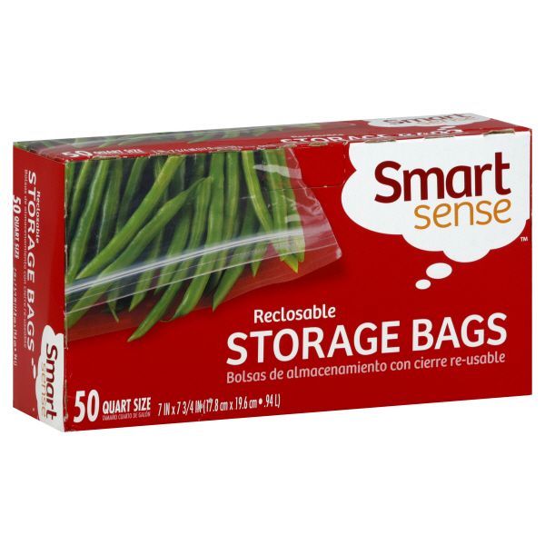 Smart Sense Storage Bags, Reclosable, Quart Size, 50 bags at Kmart.com
