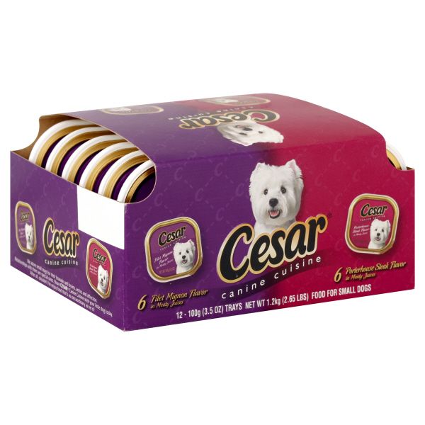 Cesar Food for Small Dogs, Filet Mignon Flavor, Porterhouse Steak Flavor, 12 - 3.5 oz (100 g) trays [2.65 lb (1.2 kg)] at Kmart.com