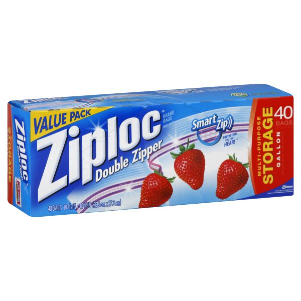 Ziploc Smart Zip Storage Bags, Multi-Purpose, Double Zipper, Gallon, Value Pack, 40 bags at Kmart.com