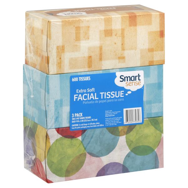 Smart Sense Facial Tissues, Extra Soft, White, 2-Ply, 3 - 200 tissue packs at Kmart.com