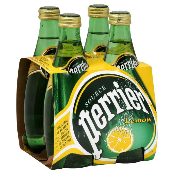 Perrier Sparkling Natural Mineral Water, Lemon, 4 - 11.15 fl oz (330 ml) bottles [1 qt, 12.6 oz] Pack of 6