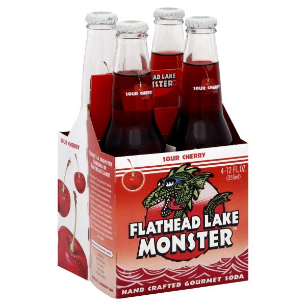 Flathead Lake Monster Soda, Gourmet, Sour Cherry, 4 - 12 fl oz (355 ml) bottles Pack of 6