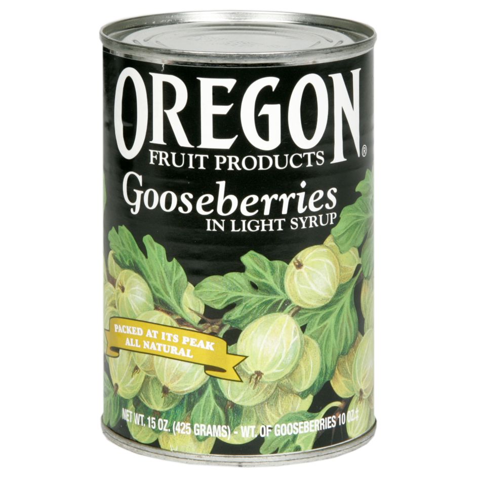 Oregon Fruit Products Gooseberries, in Light Syrup, 15 oz (425 g) pack of 8