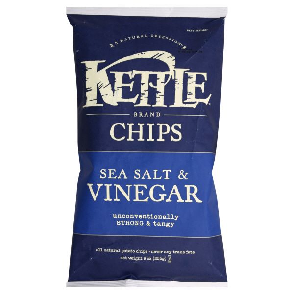 Kettle Chips, Sea Salt & Vinegar, 9 oz (255 g) pack of 12
