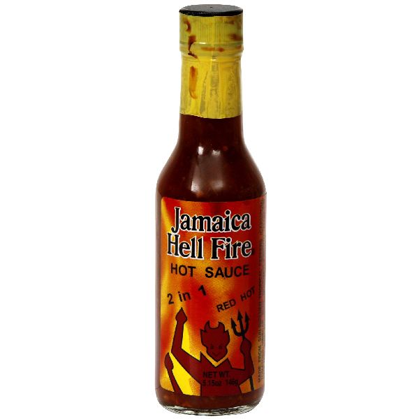 Jamaica Hell Fire 2 In 1 Hot Sauce, Red Hot, 5.15 oz (146 g) Pack of 12