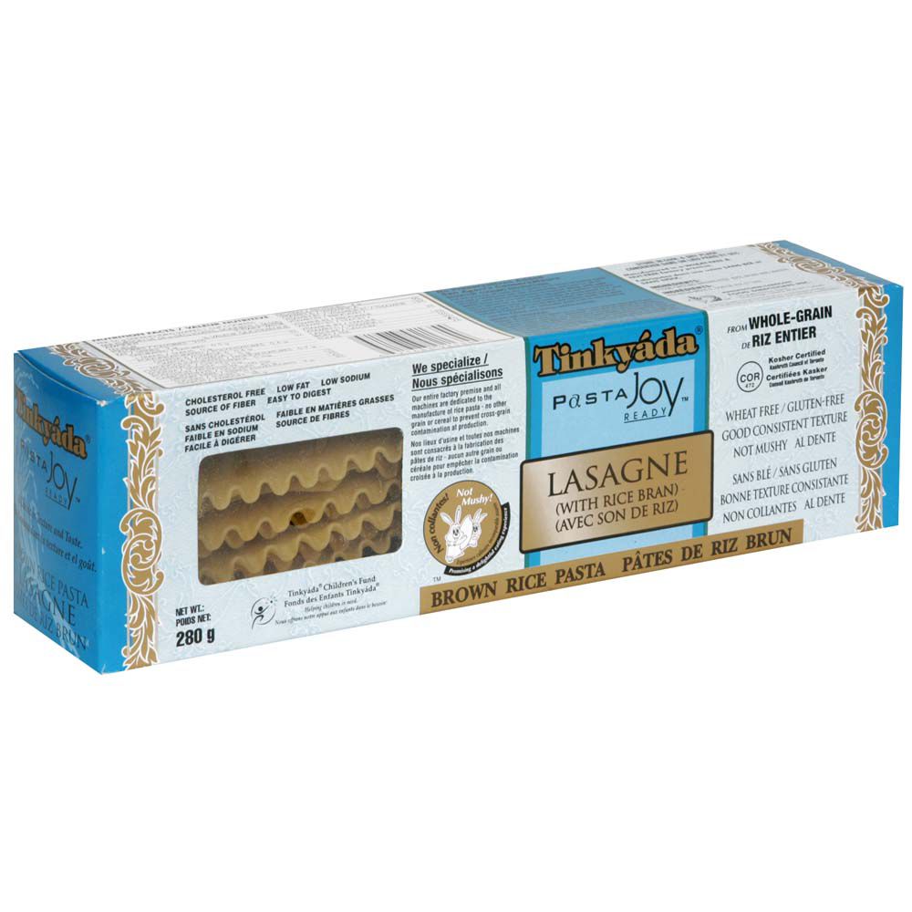 Tinkyada Brown Rice Pasta with Rice Bran, Lasagne, 280 g Pack of 12