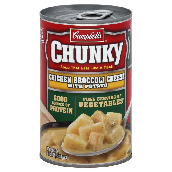 Campbell's Chunky Soup, Chicken Broccoli Cheese with Potato, 18.8 oz (1 lb 2.8 oz) 533 g