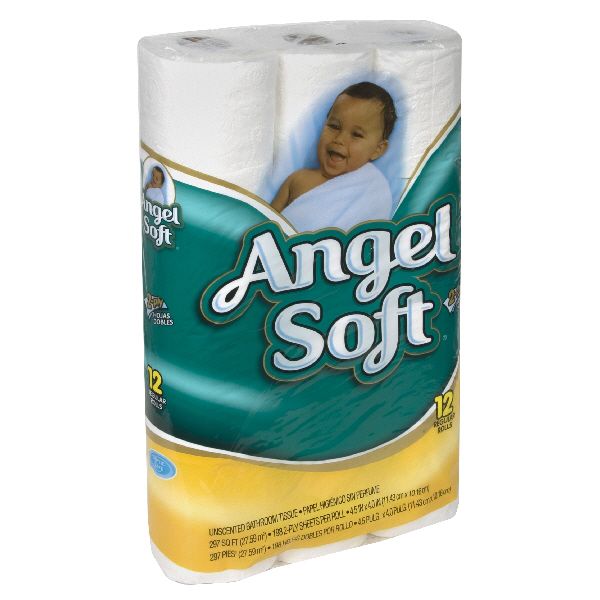 Angel Soft Bathroom Tissue, Unscented, Regular Rolls, 2-Ply, 12 rolls