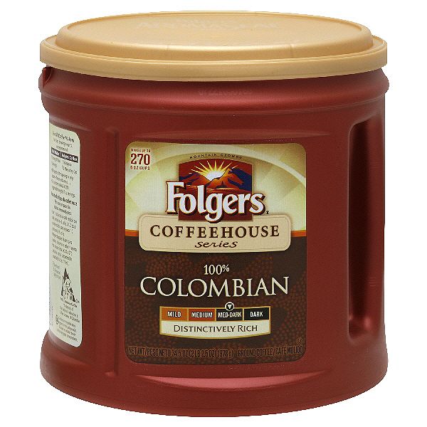 Folgers Coffeehouse Series Coffee, Ground, 100% Columbian, Med-dark,