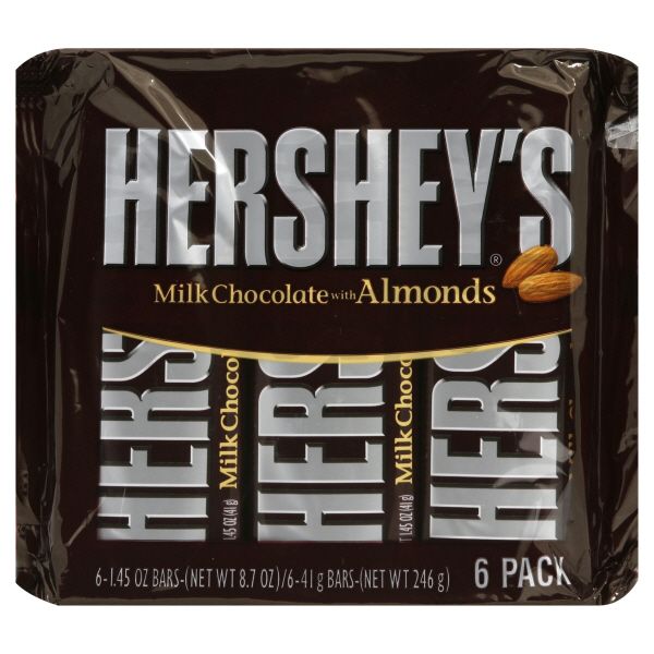 Hershey's Milk Chocolate Bars with Almonds, 6 - 1.45 oz (41 g) bars [8.7 oz (246 g)]
