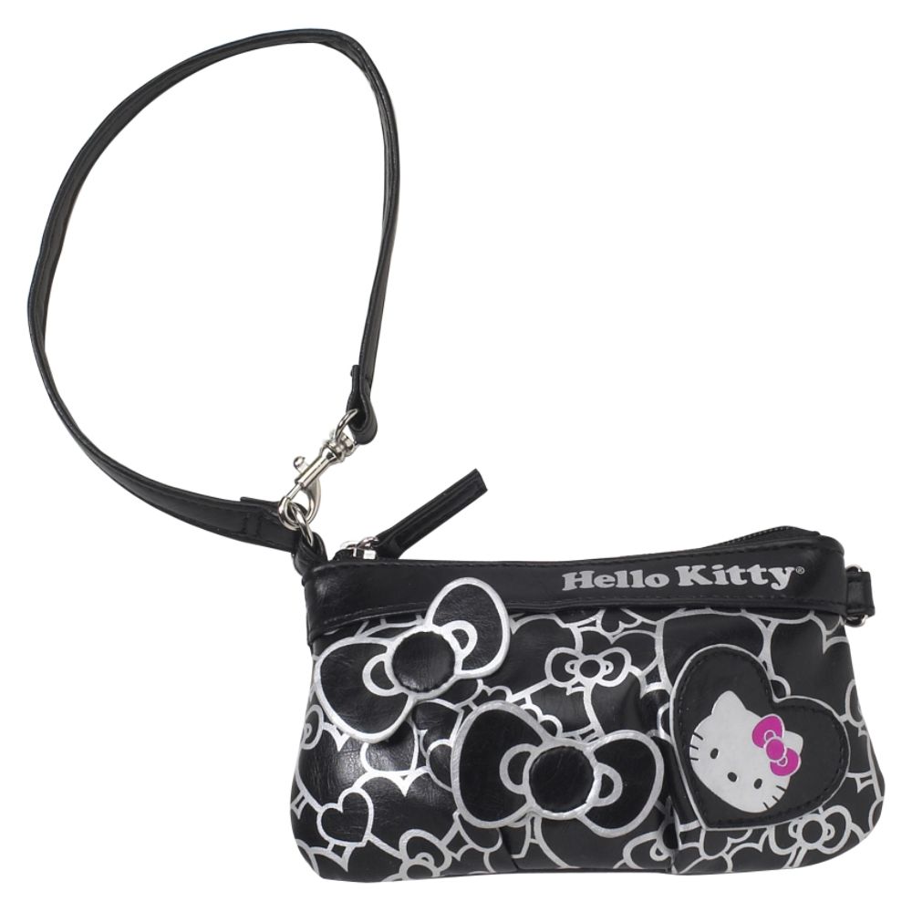 Hello Kitty Wristlet with Metallic Hearts and Bows
