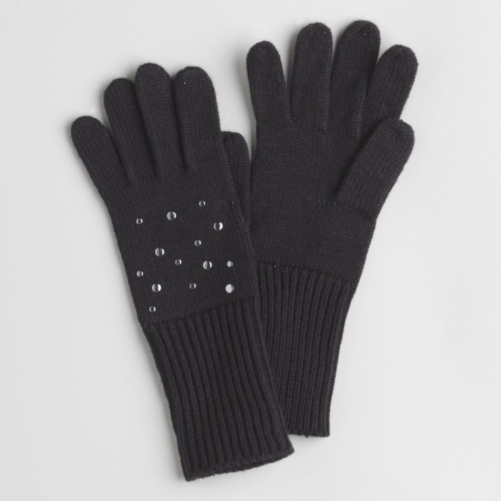 Joe Boxer Shiny Metal Studded Knit Gloves