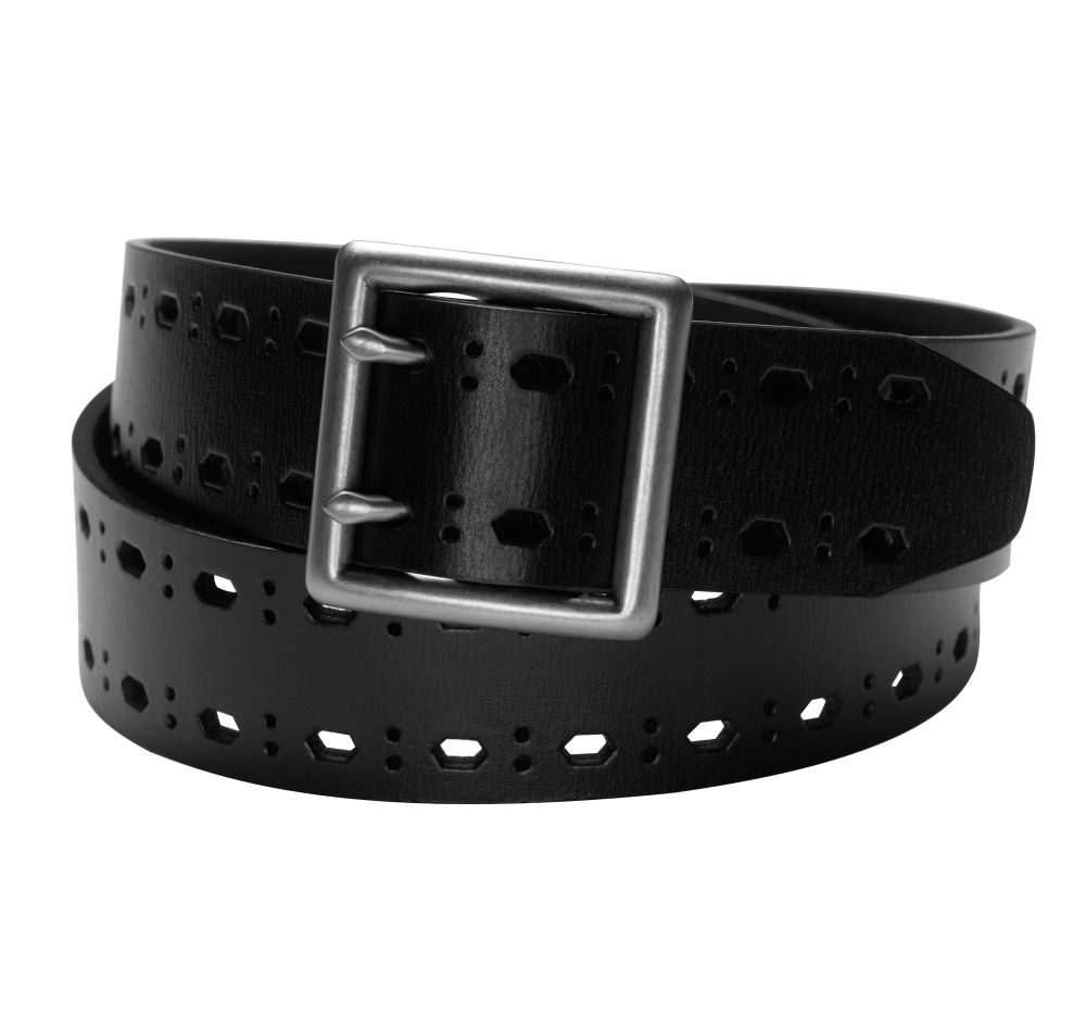 Relic Double Prong Perforated Belt with Silver Buckle