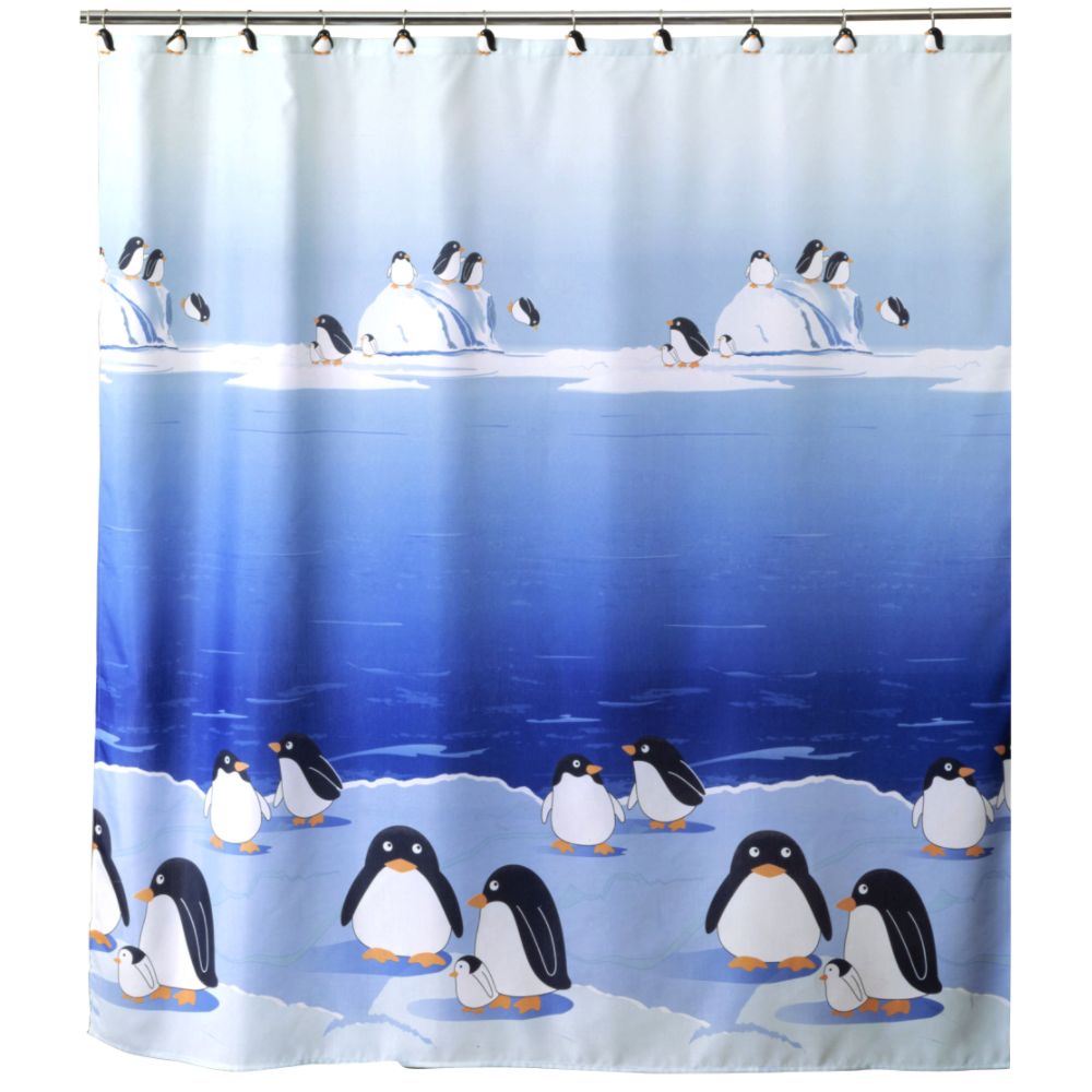 Colormate Penguins Fabric Shower Curtain