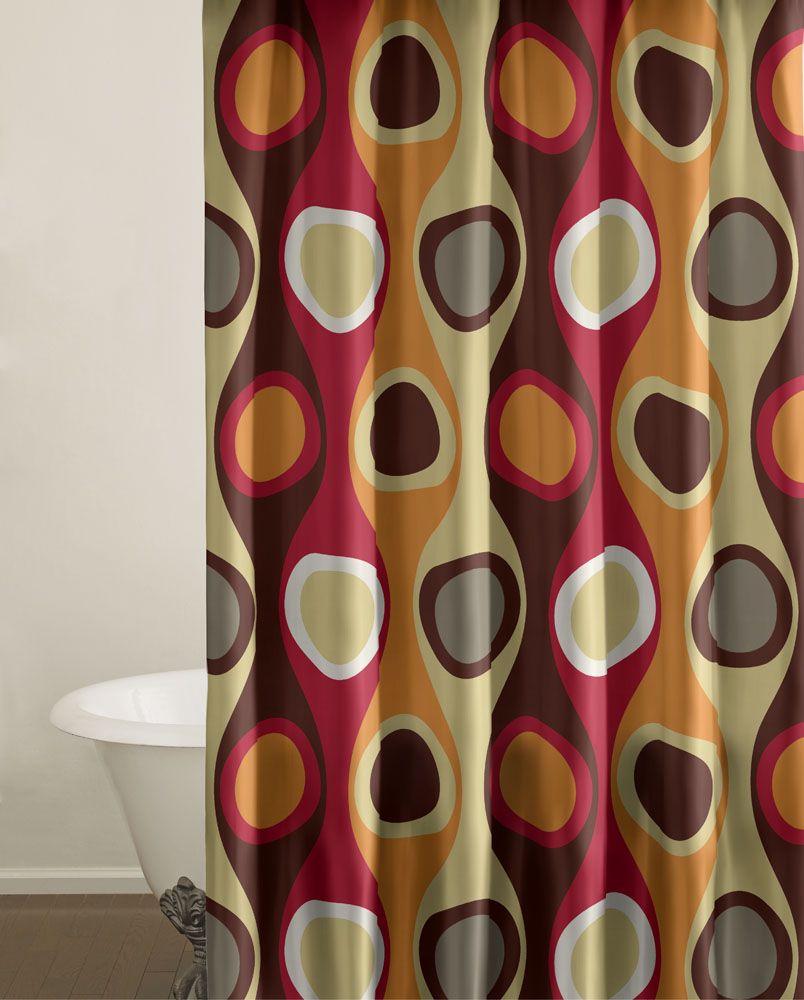 Manor Hill Retro Radar Multi Red Shower Curtain