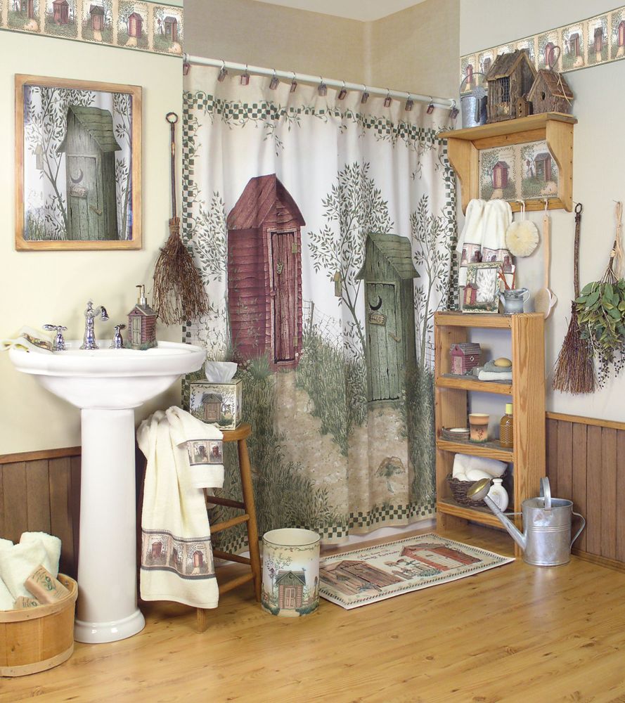 Expressions Shower Curtain Outhouse Fabric
