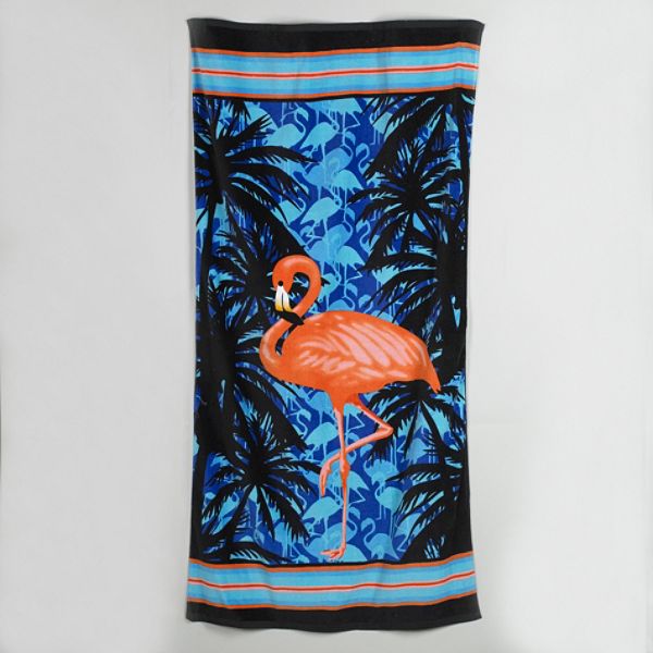 Blue Flamingo Beach Towel