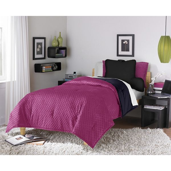 Coexist By Cannon Pink Embossed Dot Plush Comforter Set