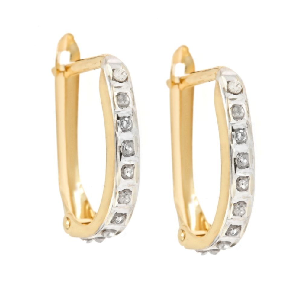 Radiance 14Kt Yellow Gold & Sterling Silver Diamond Accent Oval Hinged Hoops at Kmart.com