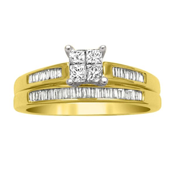 1/2 Cttw Diamond Princess And Baguette Bridal Set