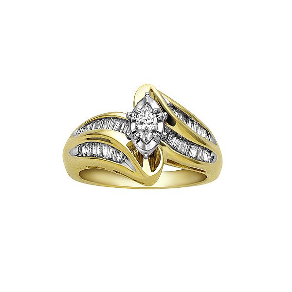 1 Cttw Diamond Marquise And Baguette Bridal Ring