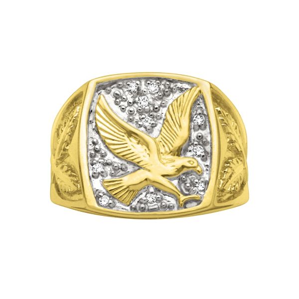 18k Gold Over Sterling Silver 1/12 Cttw Diamond Eagle Ring 2340777