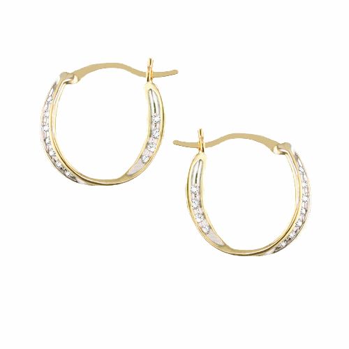 1/4 cttw 24-Diamond Hoop Earrings 10K