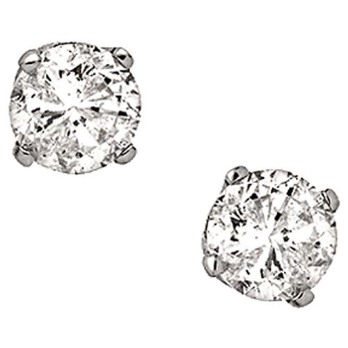 1/2 cttw 4-prong Diamond Stud Earrings, 14K White Gold