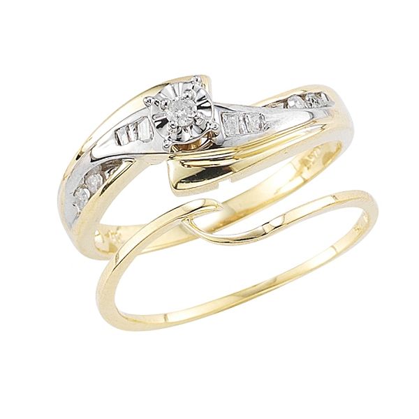 10kt Two Tone Diamond Accent Bridal Set 2341681