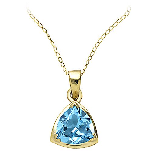 Blue Topaz Trillion Pendant with 18in Chain