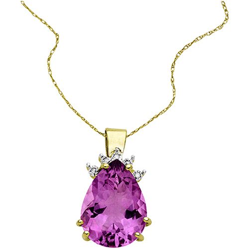 Pear Shaped Amethyst and Diamond Pendant