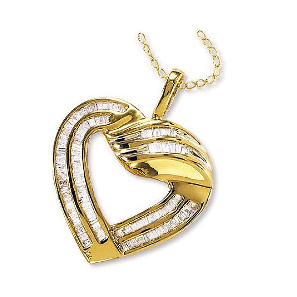 1/2ct Baguette Diamond Heart Pendant