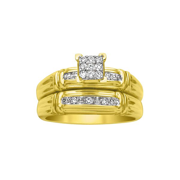 1/5ct. Tw. 9-stone Square Shaped Center With Round Diamond Accents