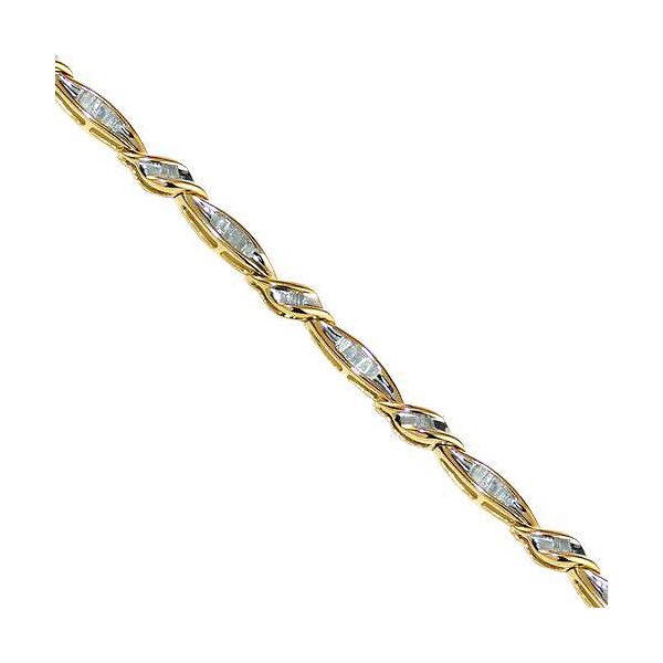 1 Cttw Baguette Diamond Swirl Link 7 1/2in Bracelet In 10k Yellow Gold 11580000