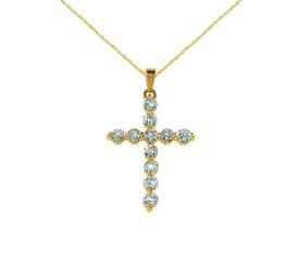Cubic Zirconia Cross Pendant in 10K Yellow Gold