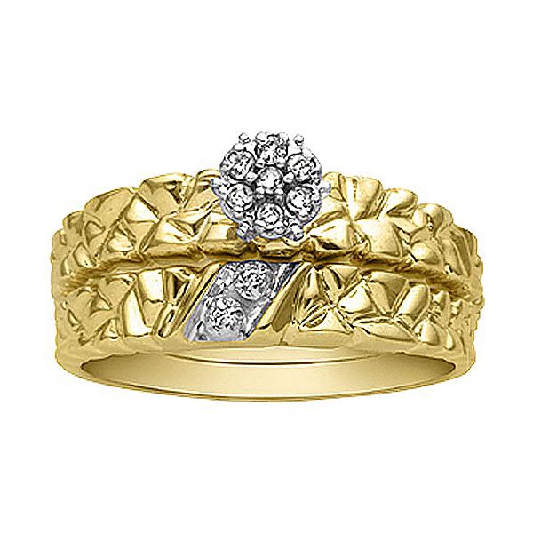 1/12ct. Tw. Diamond Accent Bridal Set In 10k Yellow Gold