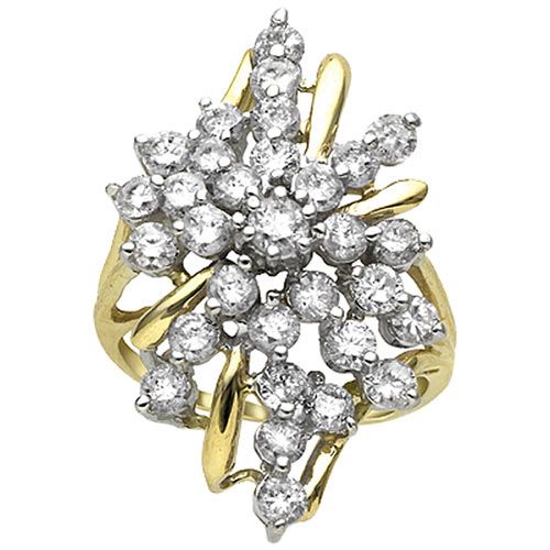 3 cttw Diamond Cluster Ring, 10K