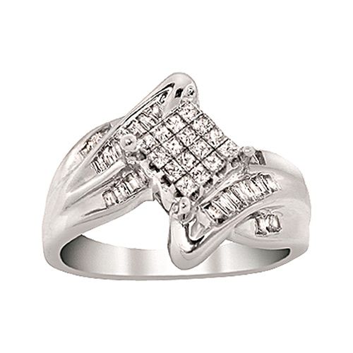 10K White Gold 1/2 cttw Princess & Baguette Diamond Bridal Ring at Kmart.com