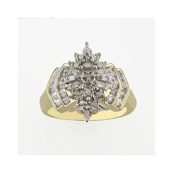1/4ct. Tw. Marquise Shaped Round With Baguette Diamond Accents