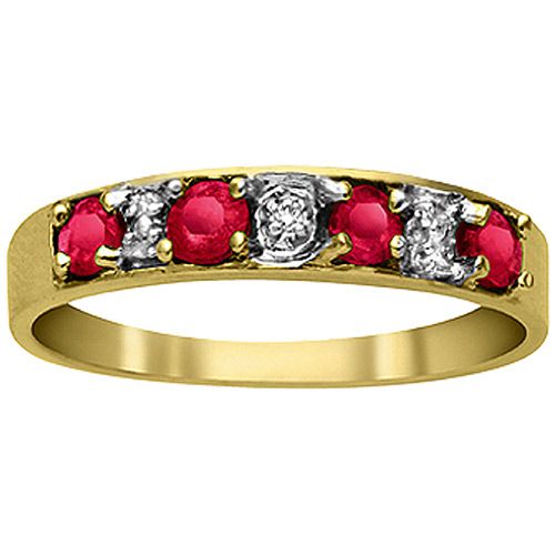 Ruby with Diamond Accent Band Ring, 10K