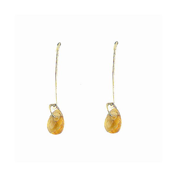 Citrine Briolette Fish Hook Dangle Earrings