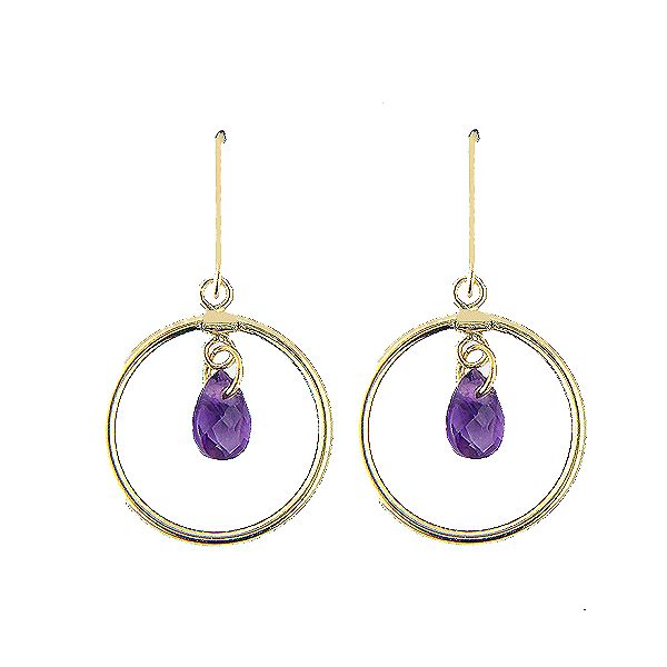 Amethyst Briolette Hoop Dangle Earrings 129903