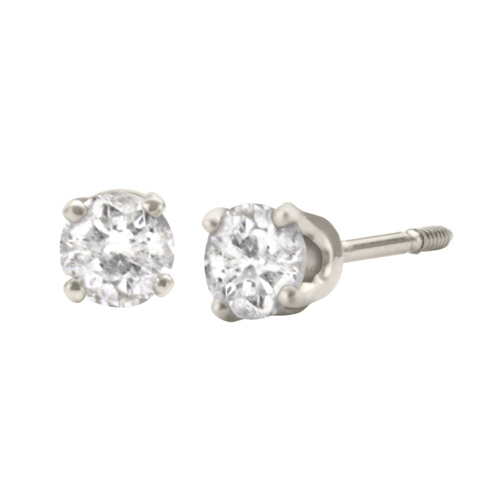 3/8 cttw Round Diamond Stud Earrings in 14k White Gold