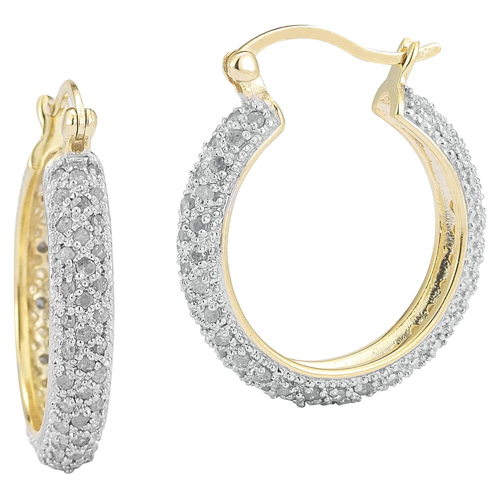 18Kt Gold over Sterling Silver 1.00cttw Genuine Diamond Earring