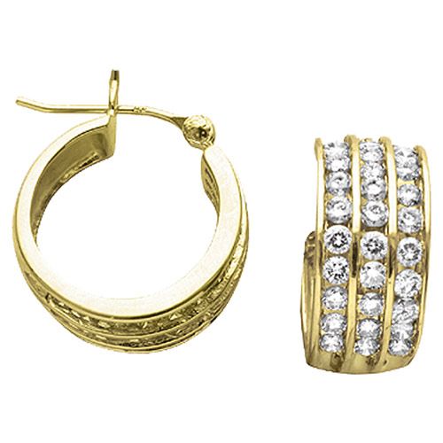 2 cttw Triple-Row Round Diamond Earrings 14K