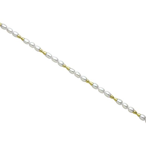 Freshwater Pearl Necklace With Gold Pinched Bead Spacers